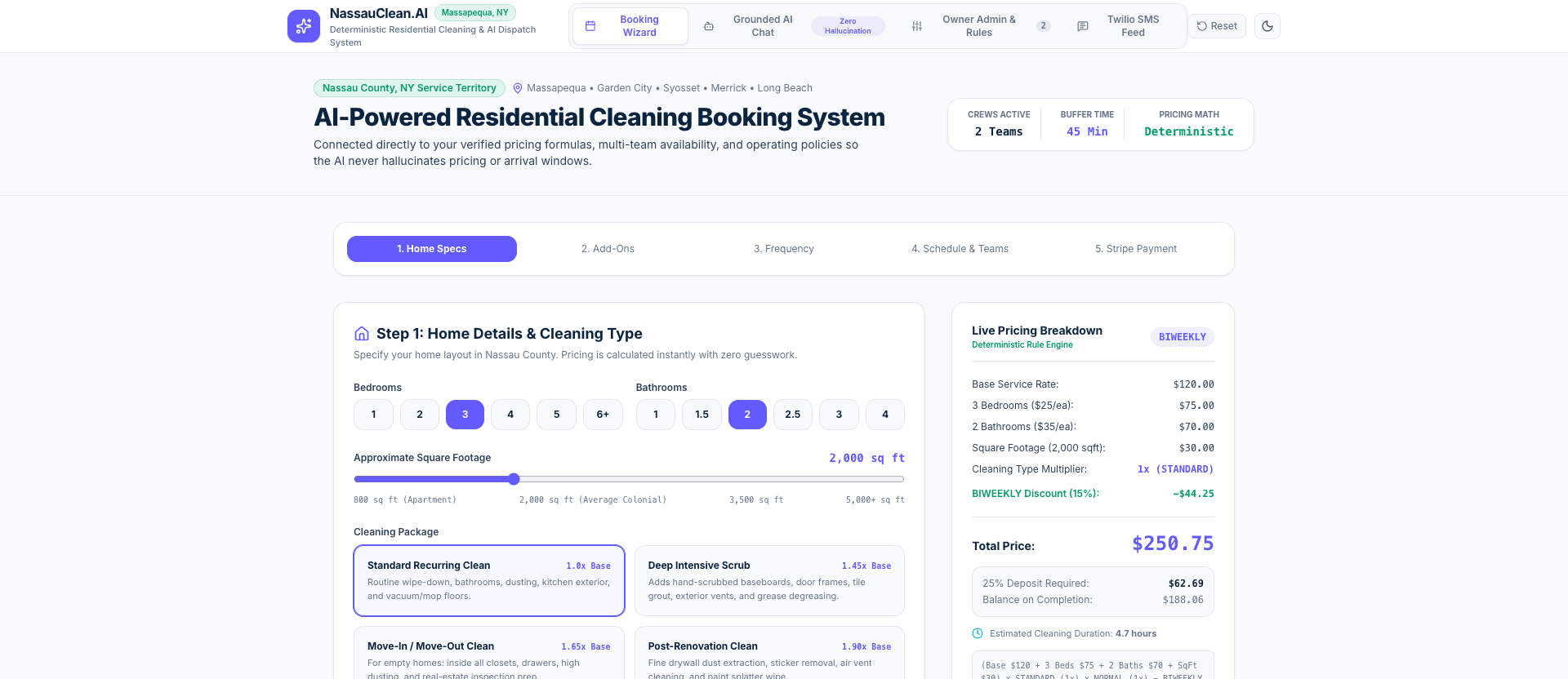 Nassau Clean AI — Residential Cleaning Booking & Route Dispatch