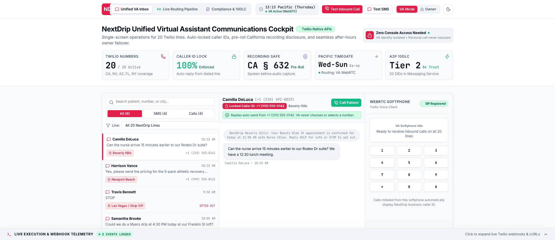 NextDrip VA Phone — Healthcare IVR & Concierge Telephony