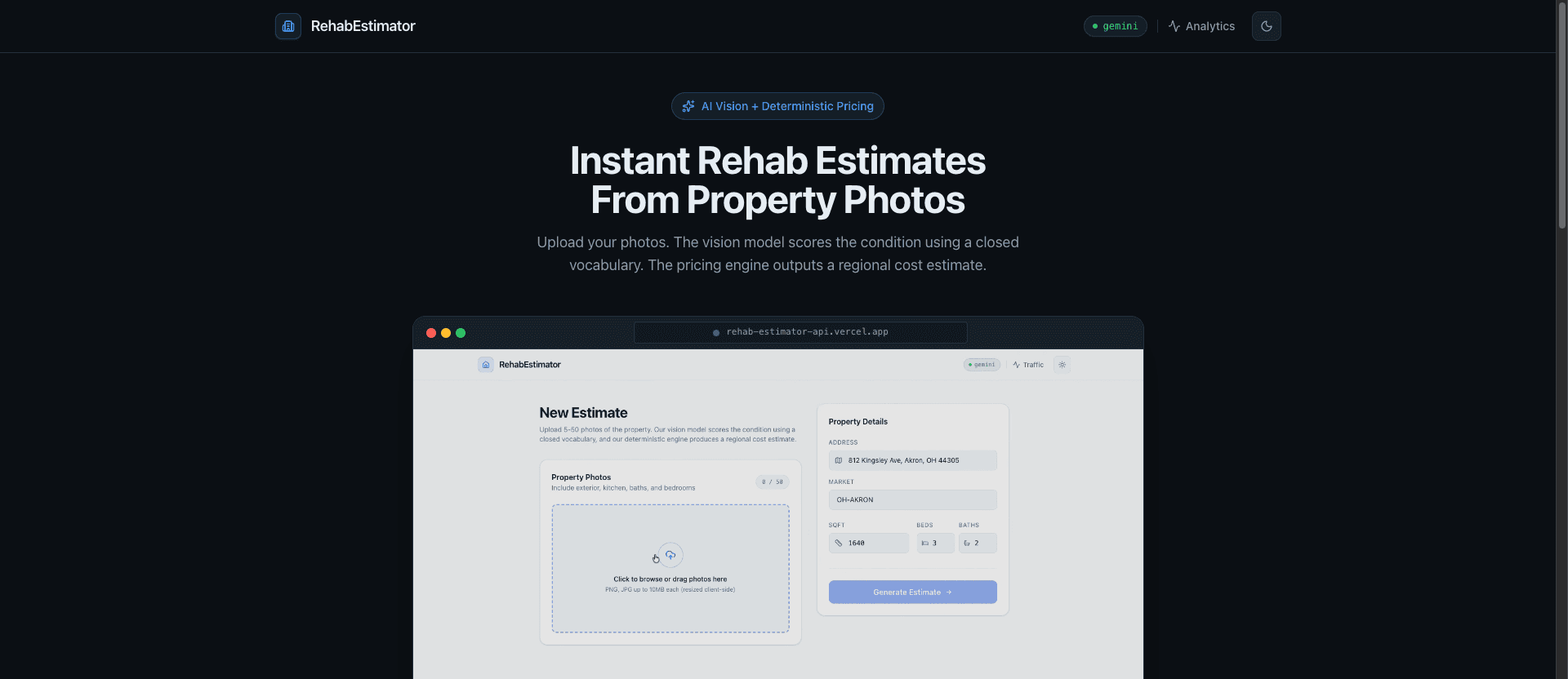 Photo Condition & Rehab Estimator API