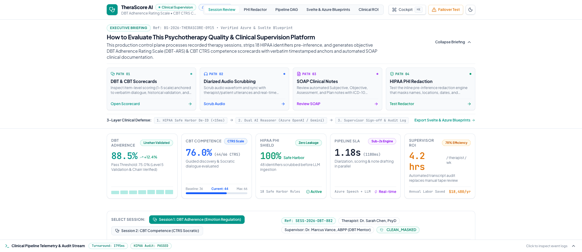 TheraScore AI — Clinical Psychotherapy Quality & Adherence Platform